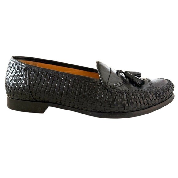 Mezlan Coral Black Leather Hand Made Tassel Woven Men’s Shoes Size 11.5 M main image 4